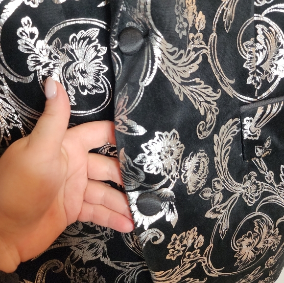 INC Black Velvet Silver Jacquard Blazer & Slim Pants. Men's size XXL & 38 pants. - Picture 10 of 17